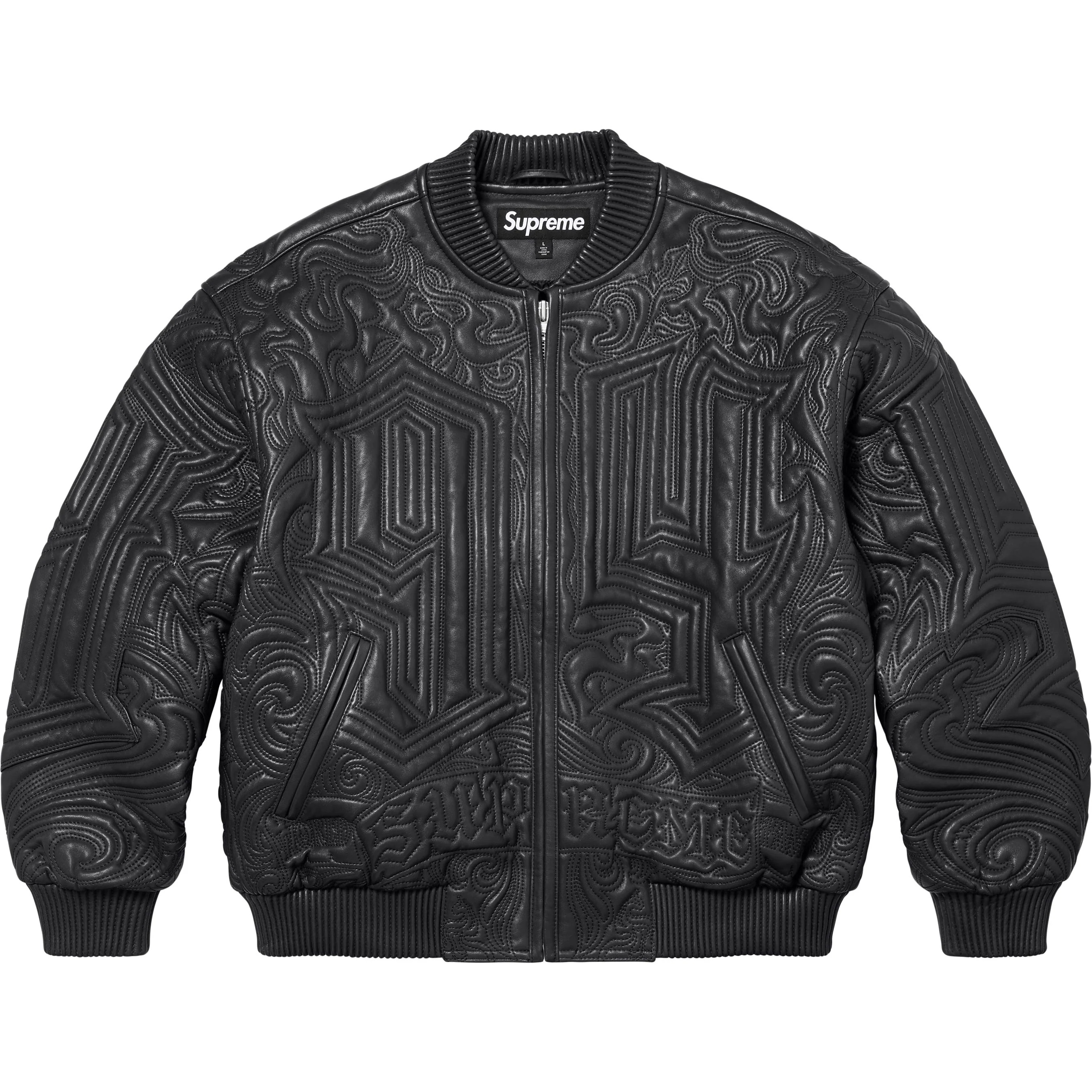 Mister Cartoon Embroidered Leather Jacket view 10